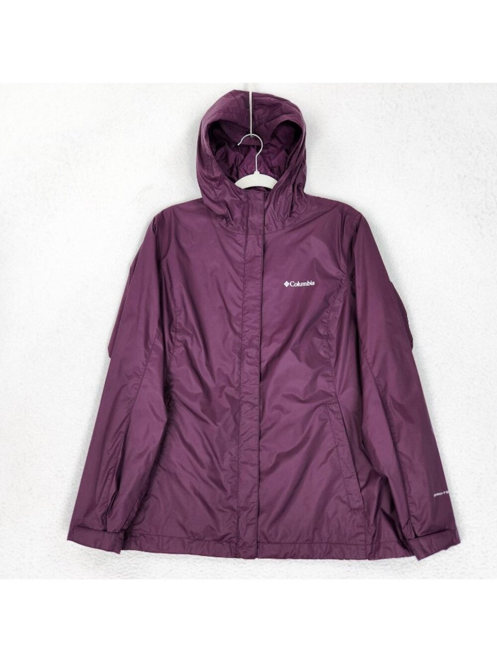 Columbia Jacket Women Large Burgundy Arcadia II Omni Tech Hooded Waterproof Rain